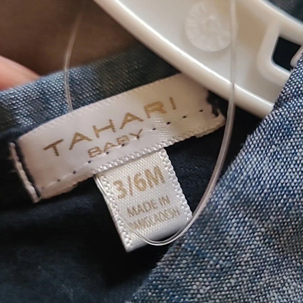 Tahari Romper Shorts, Blue and Khaki, 3/6months - Picture 5 of 6